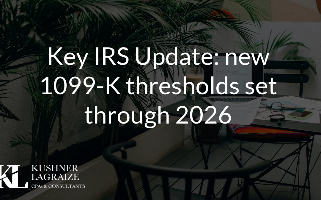 Key IRS Update: new 1099-K thresholds set through 2026