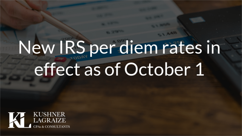 New IRS per diem rates in effect as of October 1